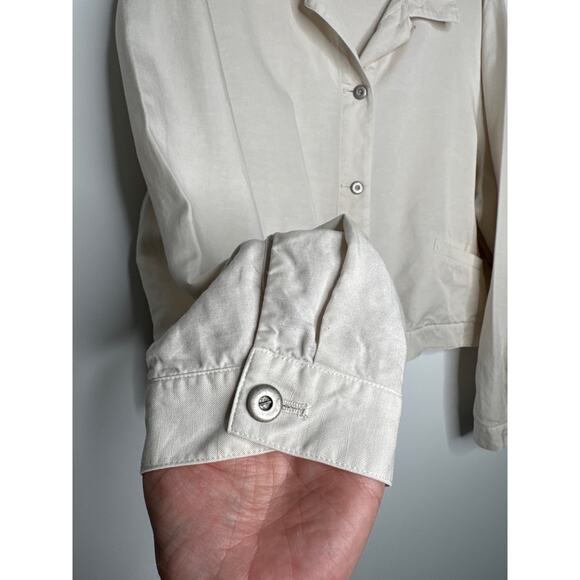 Eileen Fisher Boxy linen blend collared jacket neutral button front beige large - Picture 9 of 12